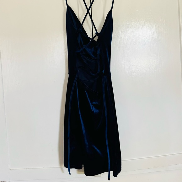 Lucy In The Sky Royal Blue Velvet Mini Dress - Picture 8 of 9